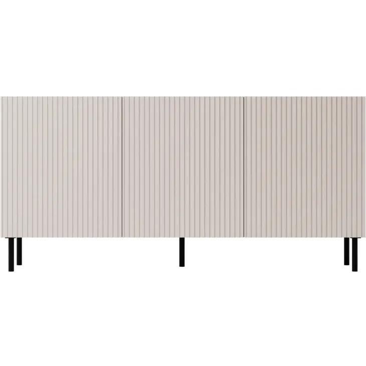 Madia 156x76h cm 3 ante con frontali cannettati beige Ziggy