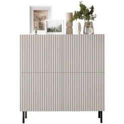 Madia 101x106h cm 4 ante con frontali cannettati beige Ziggy