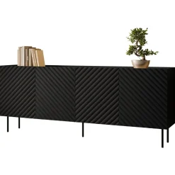 Madia 200x80h cm 4 ante con frontali decorati nero Daniele