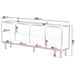 Madia 200x80h cm 4 ante con frontali decorati bianco Daniele