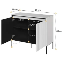 Madia 98x83h cm 2 ante con led cannettato bianco opaco nero Camelia