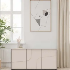 Madia 155x70h cm 3 ante design in rilievo beige cashmere Sonia