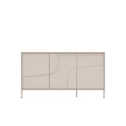 Madia 155x86h cm 3 ante design in rilievo con piedini beige cashmere Sonia