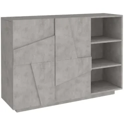 Madia 120x86h cm 2 ante e vani a giorno moderna grigio cemento Zenzero