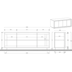 Madia 207x80h cm 4 ante moderna antracite rovere scuro Deluxe