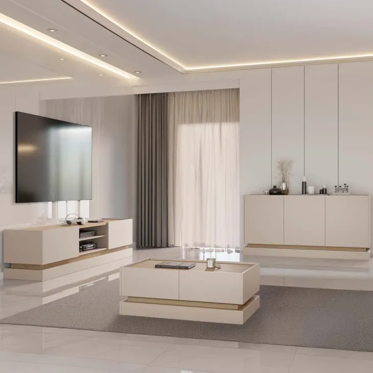 Madia 160x75h cm 3 ante moderna beige rovere Rhea