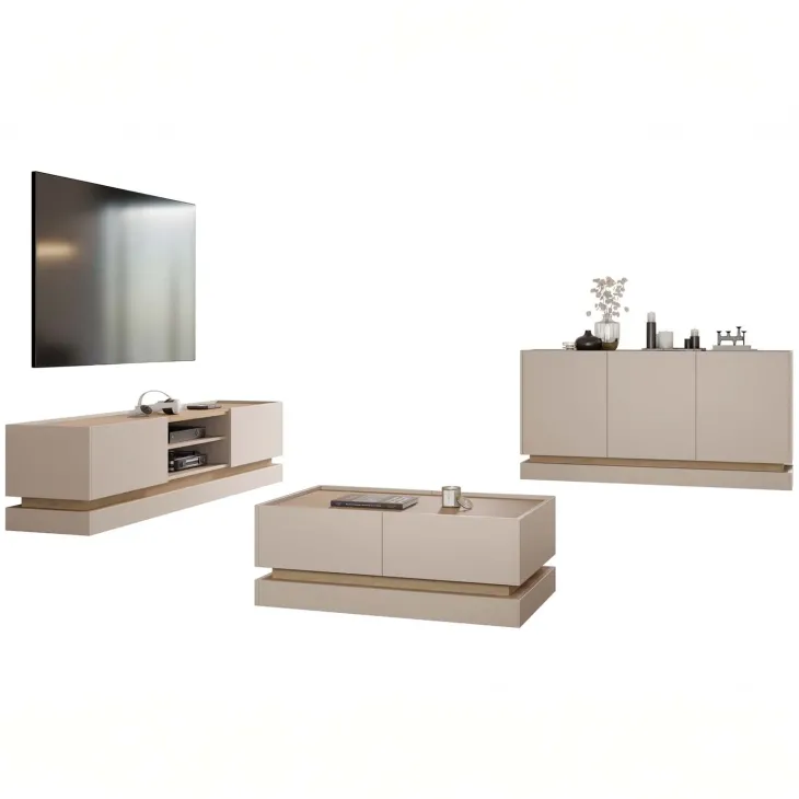 Madia 160x75h cm 3 ante moderna beige rovere Rhea