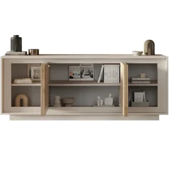 Madia 207x80h cm 4 ante moderna beige rovere chiaro Deluxe