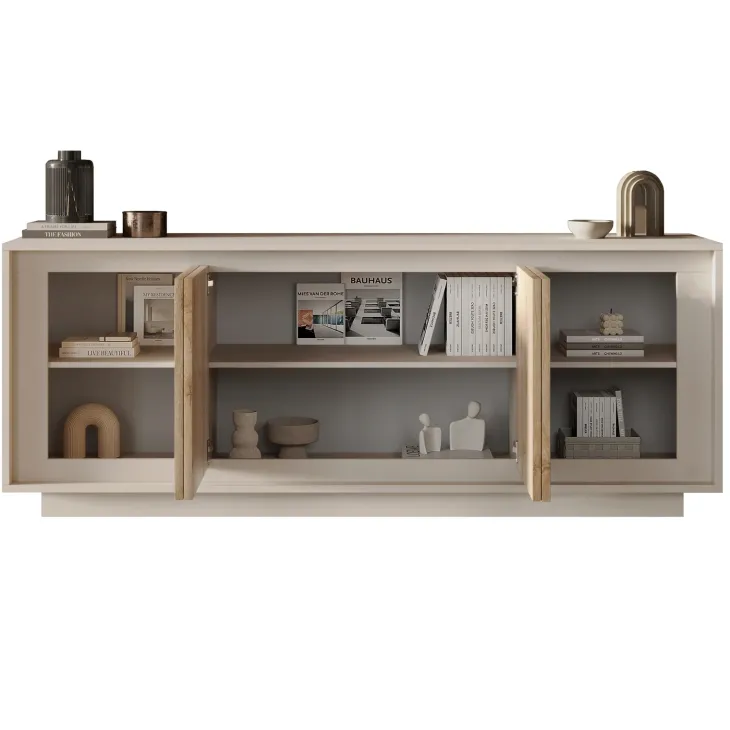 Madia 207x80h cm 4 ante moderna beige rovere chiaro Deluxe