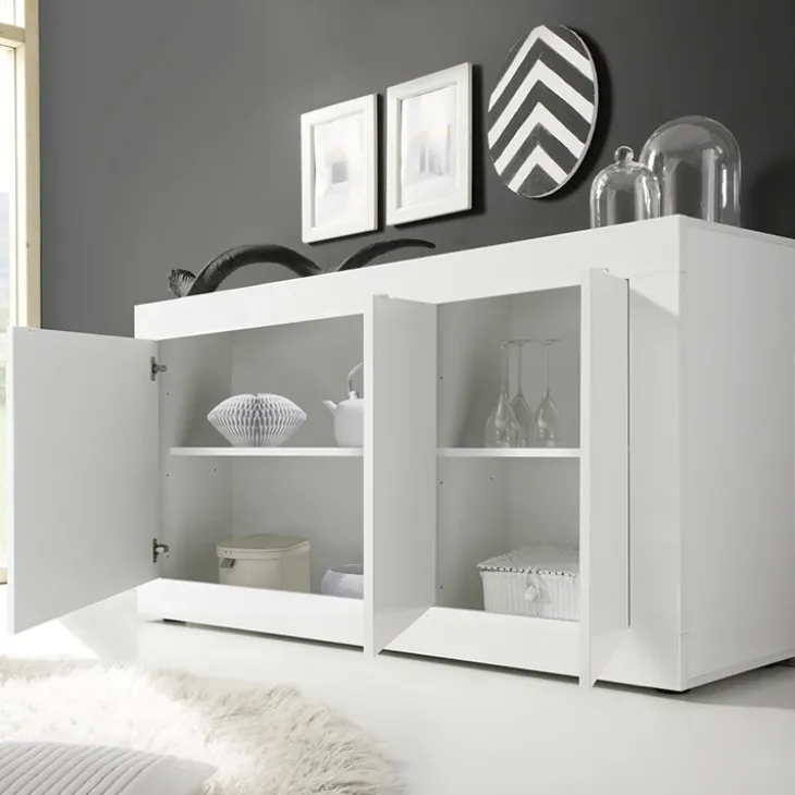 Madia 160x86h cm 3 ante moderna bianco lucido Eternity