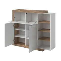 Madia 151x128h cm 4 ante moderna bianco lucido rovere Aria