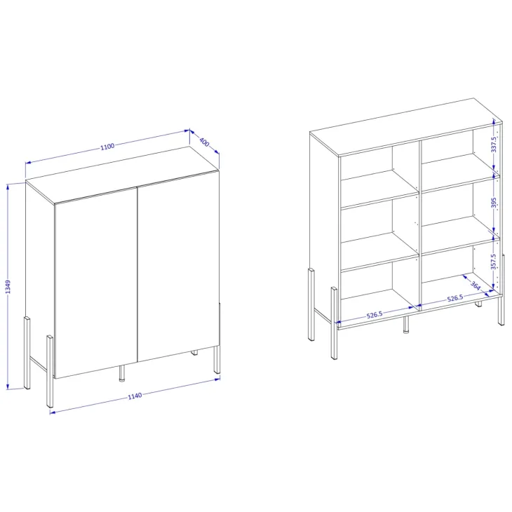 Madia 110x135h cm 2 ante moderna bianco Simple