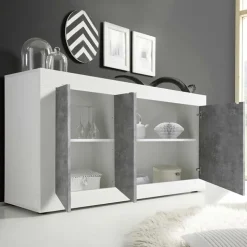Madia 160x86h cm 3 ante moderna bianco lucido cemento Eternity