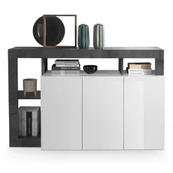 Madia 146x93h cm 3 ante moderna bianco lucido ossido Invictus
