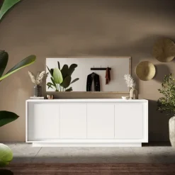 Madia 207x80h cm 4 ante moderna bianco opaco Deluxe