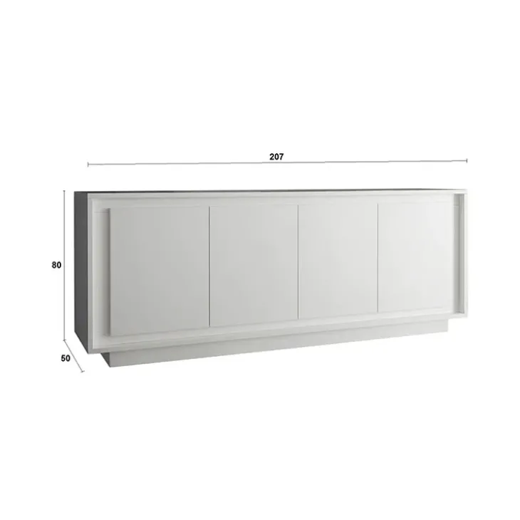 Madia 207x80h cm 4 ante moderna bianco opaco Deluxe