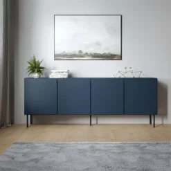Madia 200x76h cm 4 ante moderna blu navy Maya