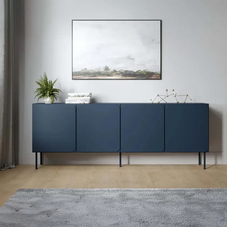 Madia 200x76h cm 4 ante moderna blu navy Maya