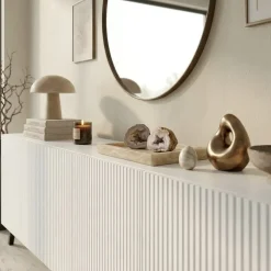 Madia 201x83h cm 4 ante moderna cannettato bianco Essence