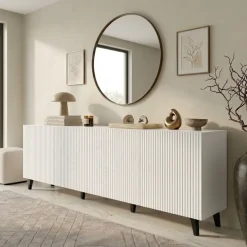 Madia 201x83h cm 4 ante moderna cannettato bianco Essence