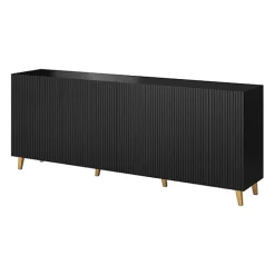 Madia 201x83h cm 4 ante moderna cannettato nero Essence