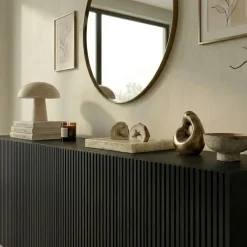 Madia 201x83h cm 4 ante moderna cannettato nero Essence