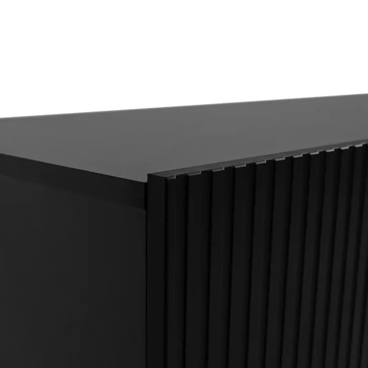 Madia 201x83h cm 4 ante moderna cannettato nero Essence