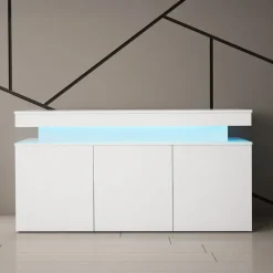 Madia 160x83h cm 3 ante moderna con led bianco Lumus
