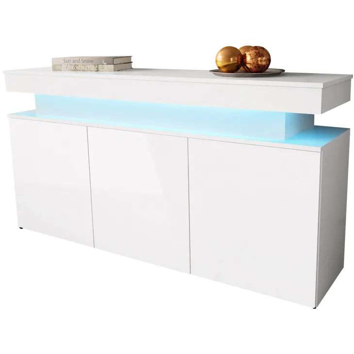 Madia 160x83h cm 3 ante moderna con led bianco Lumus