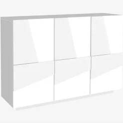 Madia 120x86h cm 3 ante moderna decorate bianco lucido Zenzero