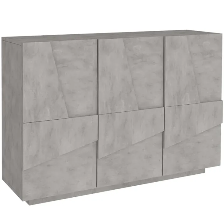 Madia 120x86h cm 3 ante moderna decorate grigio cemento Zenzero