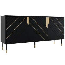 Madia 154x72h cm 3 ante moderna nero oro Golden