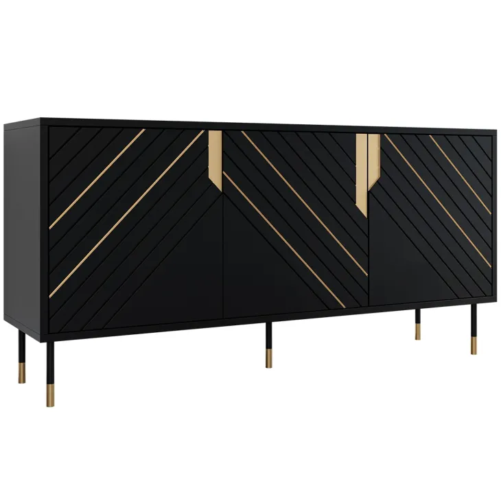 Madia 154x72h cm 3 ante moderna nero oro Golden