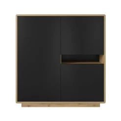 Madia 121x126h cm 3 ante moderna nero opaco rovere Esmond
