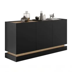 Madia 160x75h cm 3 ante moderna nero rovere Rhea