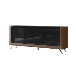 Madia 200x81h cm 3 ante moderna noce nero lucido Jumbo