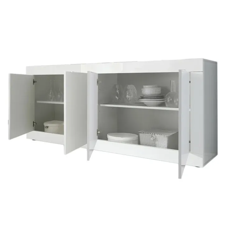 Madia 207x86h cm 4 ante moderna soggiorno bianco lucido Eternity