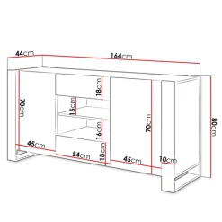 Madia 164x80h cm 2 ante moderna soggiorno rovere grigio Tampere