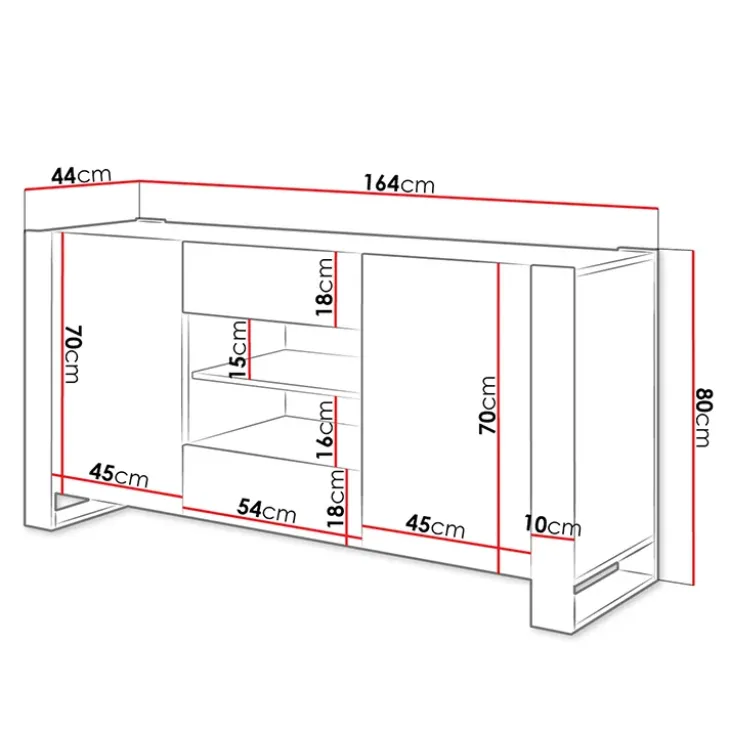 Madia 164x80h cm 2 ante moderna soggiorno rovere grigio Tampere
