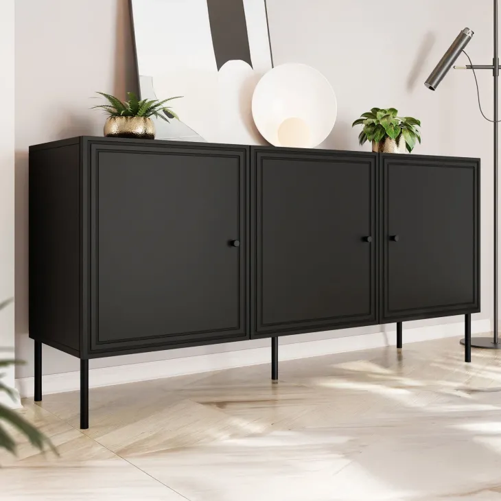 Madia 151x75h cm 3 ante nero opaco Stark