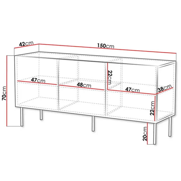 Madia 150x70h cm 3 antenoce scuro con frontali serigrafati Savanna