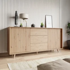 Madia 180x84h cm 2 ante rustica design cannettato rovere Branch