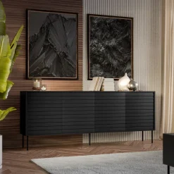 Madia 200x81h cm 4 ante soggiorno nero Wild