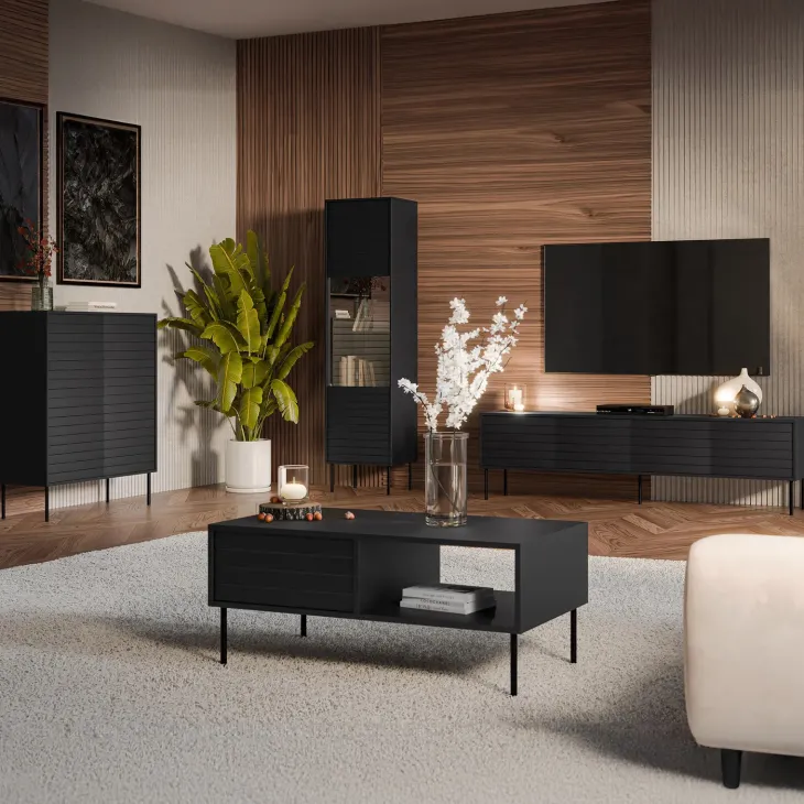Madia 102x118h cm 4 ante soggiorno nero Wild