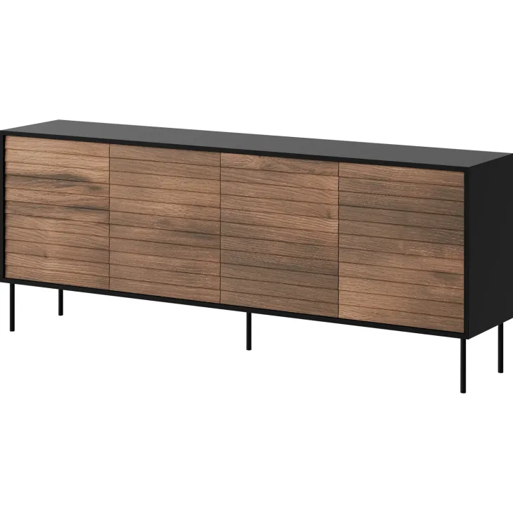 Madia 200x81h cm 4 ante soggiorno noce nero Wild