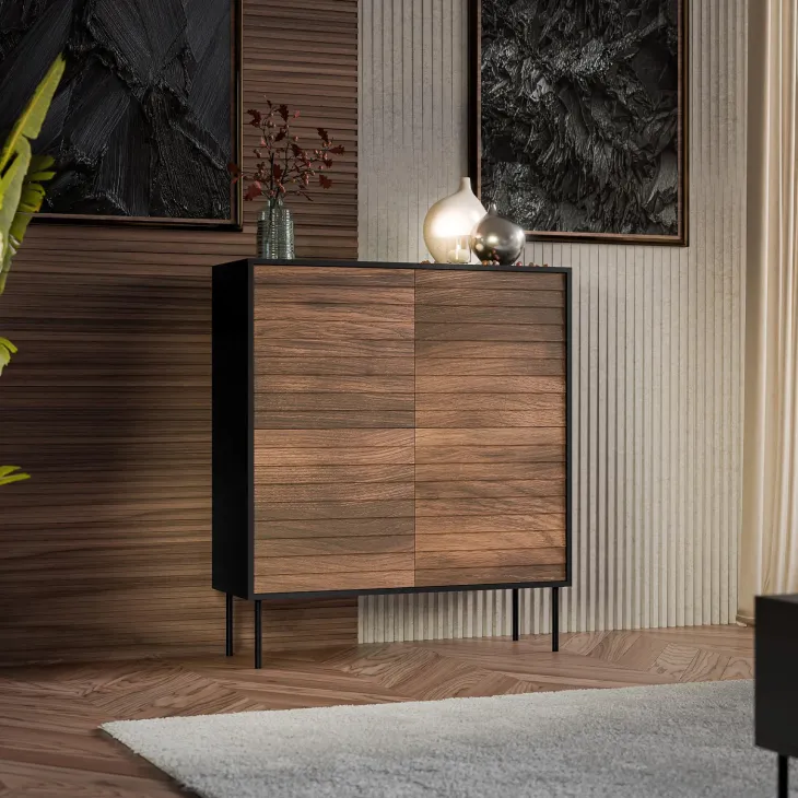 Madia 102x118h cm 4 ante soggiorno noce nero Wild