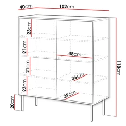 Madia 102x118h cm 4 ante soggiorno noce nero Wild