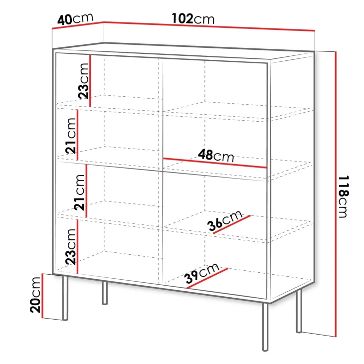 Madia 102x118h cm 4 ante soggiorno noce nero Wild