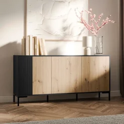 Madia 151x74h cm 3 ante soggiorno rovere nero Duble