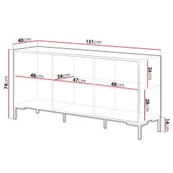 Madia 151x74h cm 3 ante soggiorno rovere nero Duble